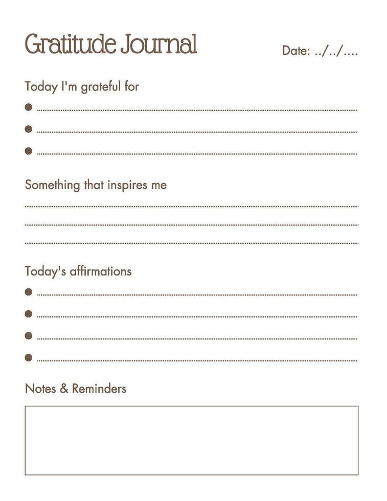 Gratitude Daily Journal Template vector