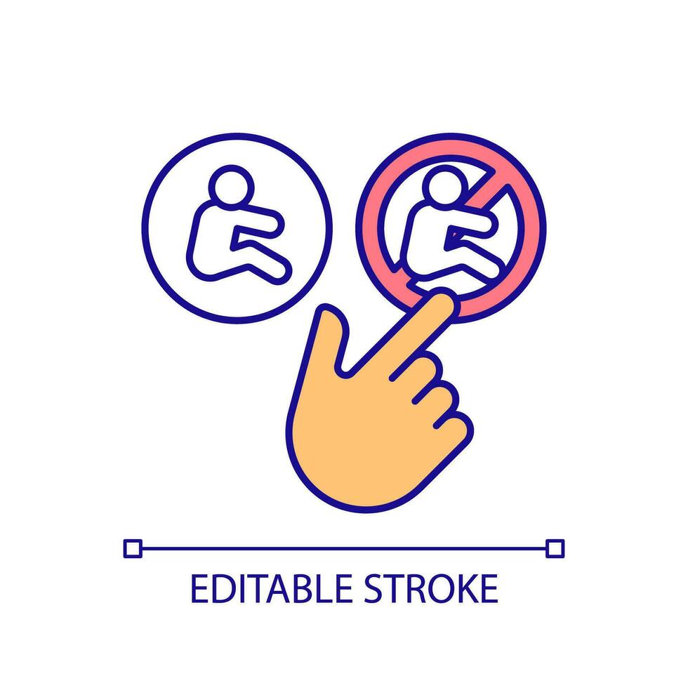 Abortion right RGB color icon. My body. Reproduction choice. Womens right. Unwanted pregnancy. Planned parenthood. Isolated vector illustration. Simple filled line drawing. Editable stroke