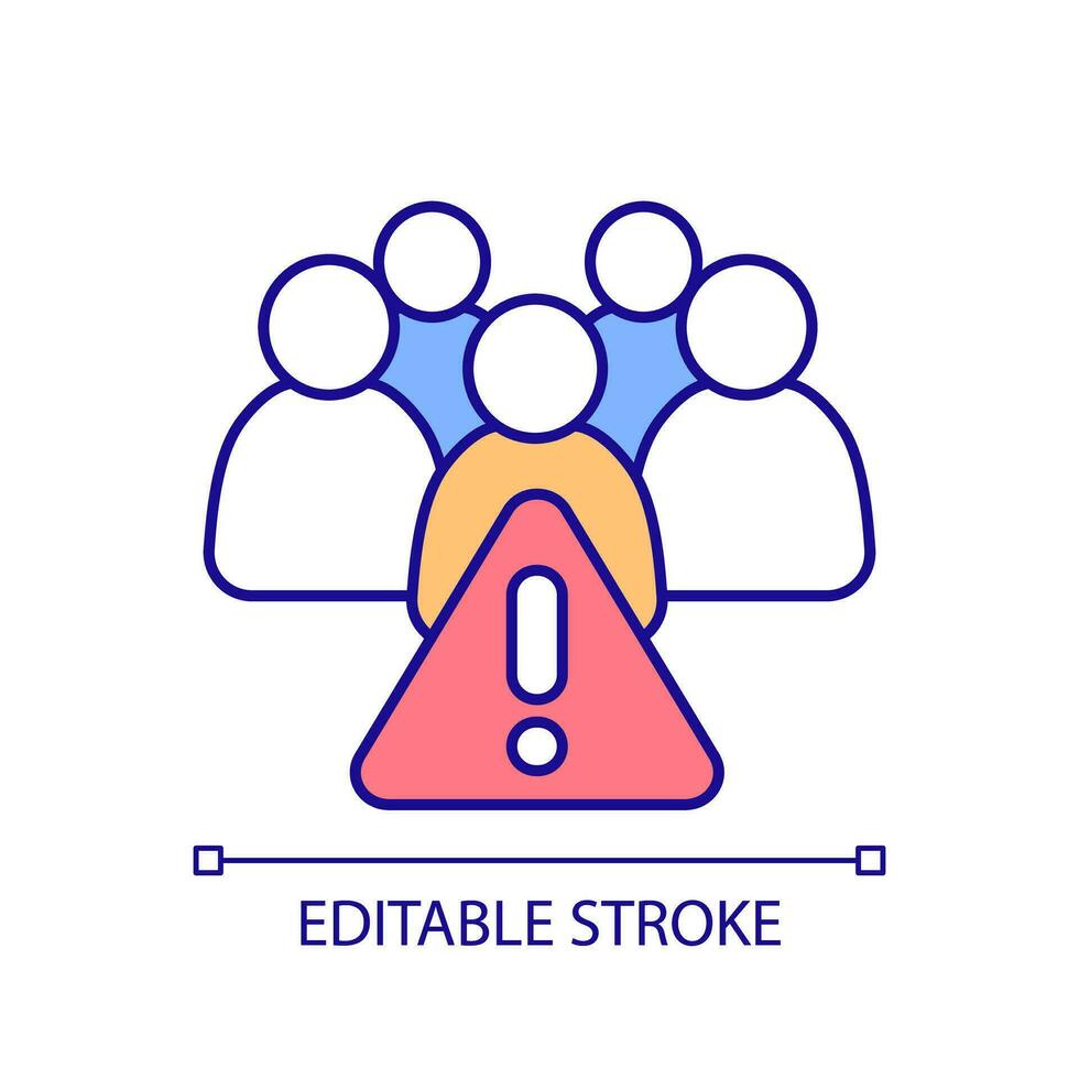 Human overpopulation RGB color icon. Population growth. Vulnerable people. Discrimination group. Crowded place. Social issue. Isolated vector illustration. Simple filled line drawing. Editable stroke