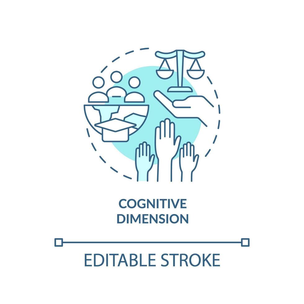 Cognitive dimension turquoise concept icon. Human rights. GCED domain of learning abstract idea thin line illustration. Isolated outline drawing. Editable stroke vector