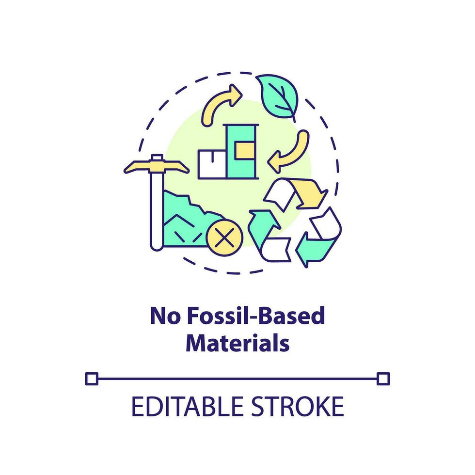 No fossil based materials concept icon. Climate neutral. Bio based products benefit idea thin line illustration. Isolated outline drawing. Editable stroke vector