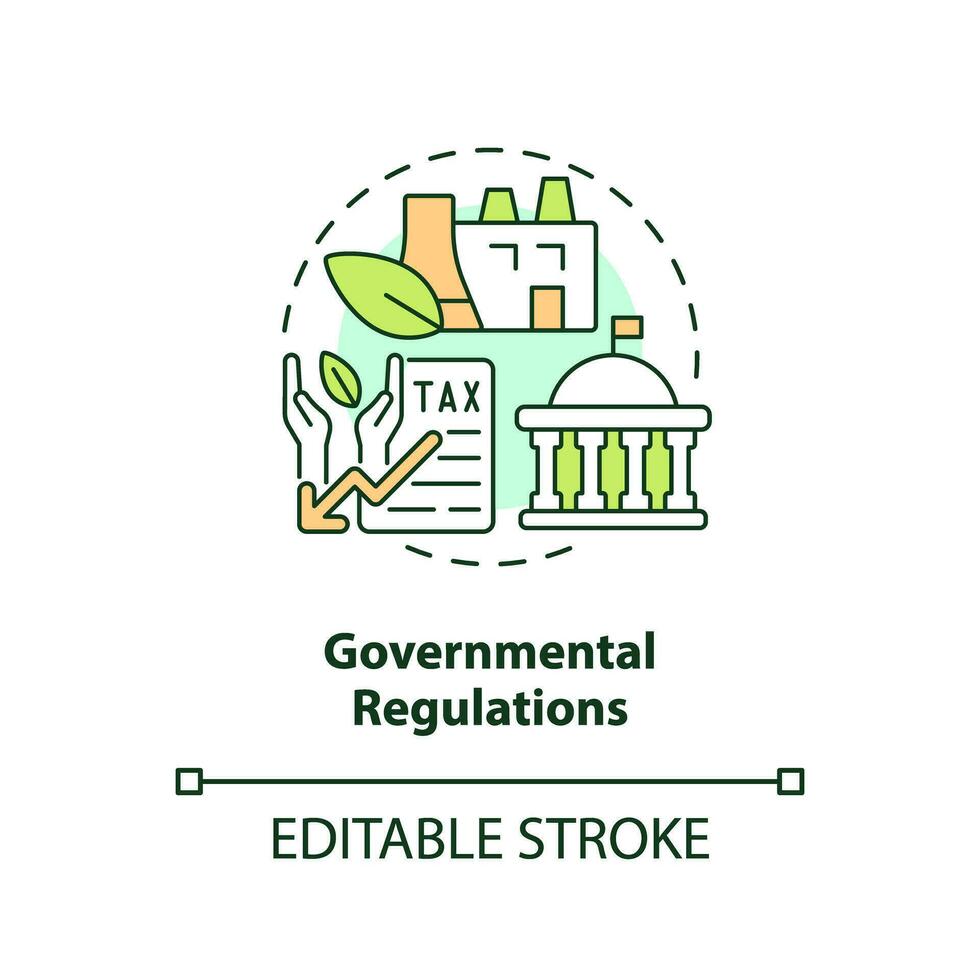 Governmental regulations concept icon. Bioeconomy monitoring. Bio based materials development idea thin line illustration. Isolated outline drawing. Editable stroke vector
