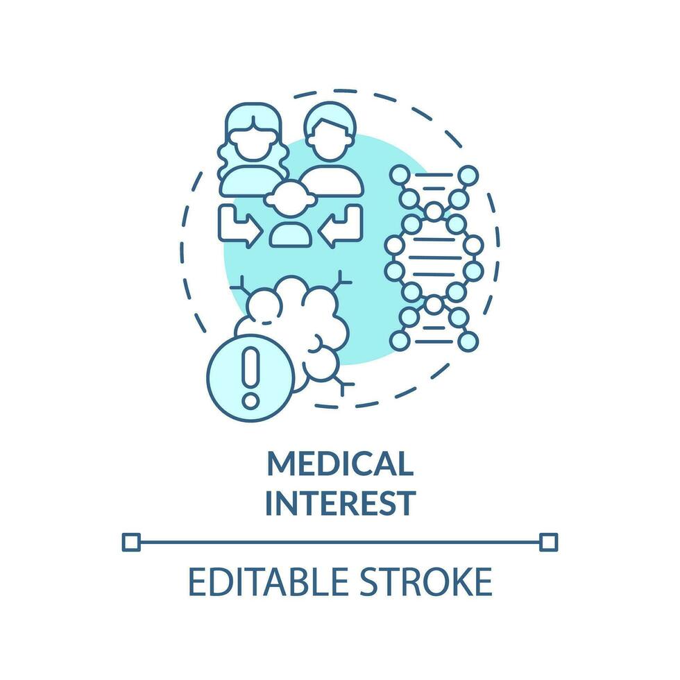 médico interesar azul concepto icono. hereditario enfermedades. genealógico investigación resumen idea Delgado línea ilustración. aislado contorno dibujo. editable carrera vector