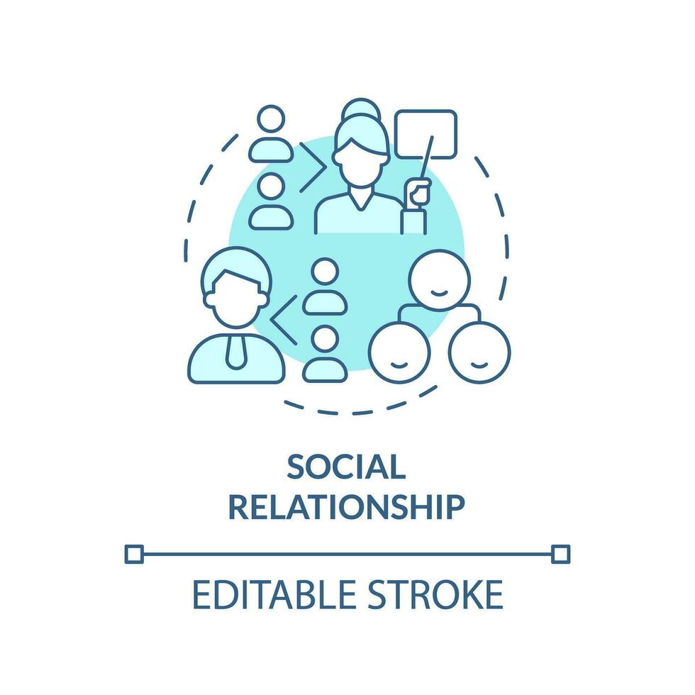 Social relationship blue concept icon. Employee, employer relations. Genogram data abstract idea thin line illustration. Isolated outline drawing. Editable stroke vector