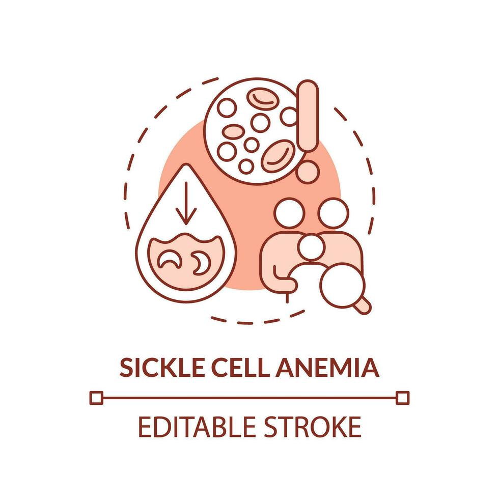 Sickle cell anemia red concept icon. Blood disorder. Hereditary disease abstract idea thin line illustration. Isolated outline drawing. Editable stroke vector