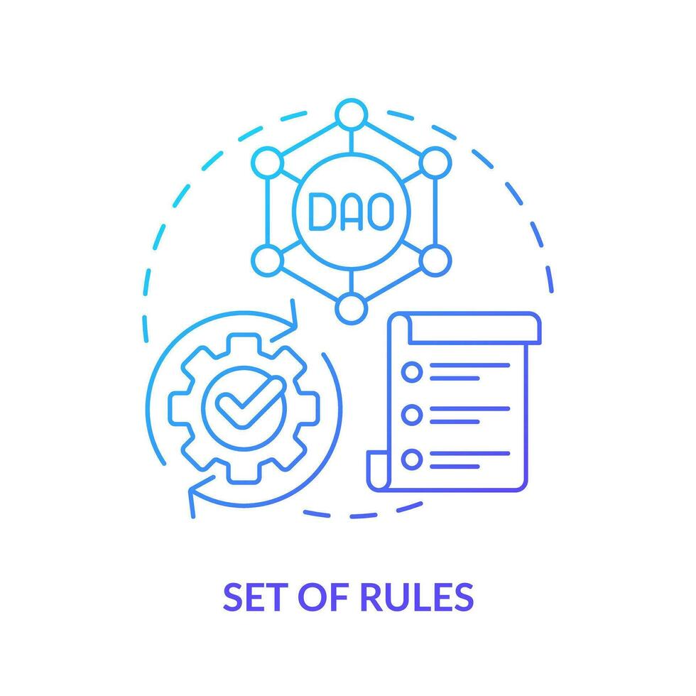Set of rules blue gradient concept icon. Digital structure organization process. DAO element abstract idea thin line illustration. Isolated outline drawing vector