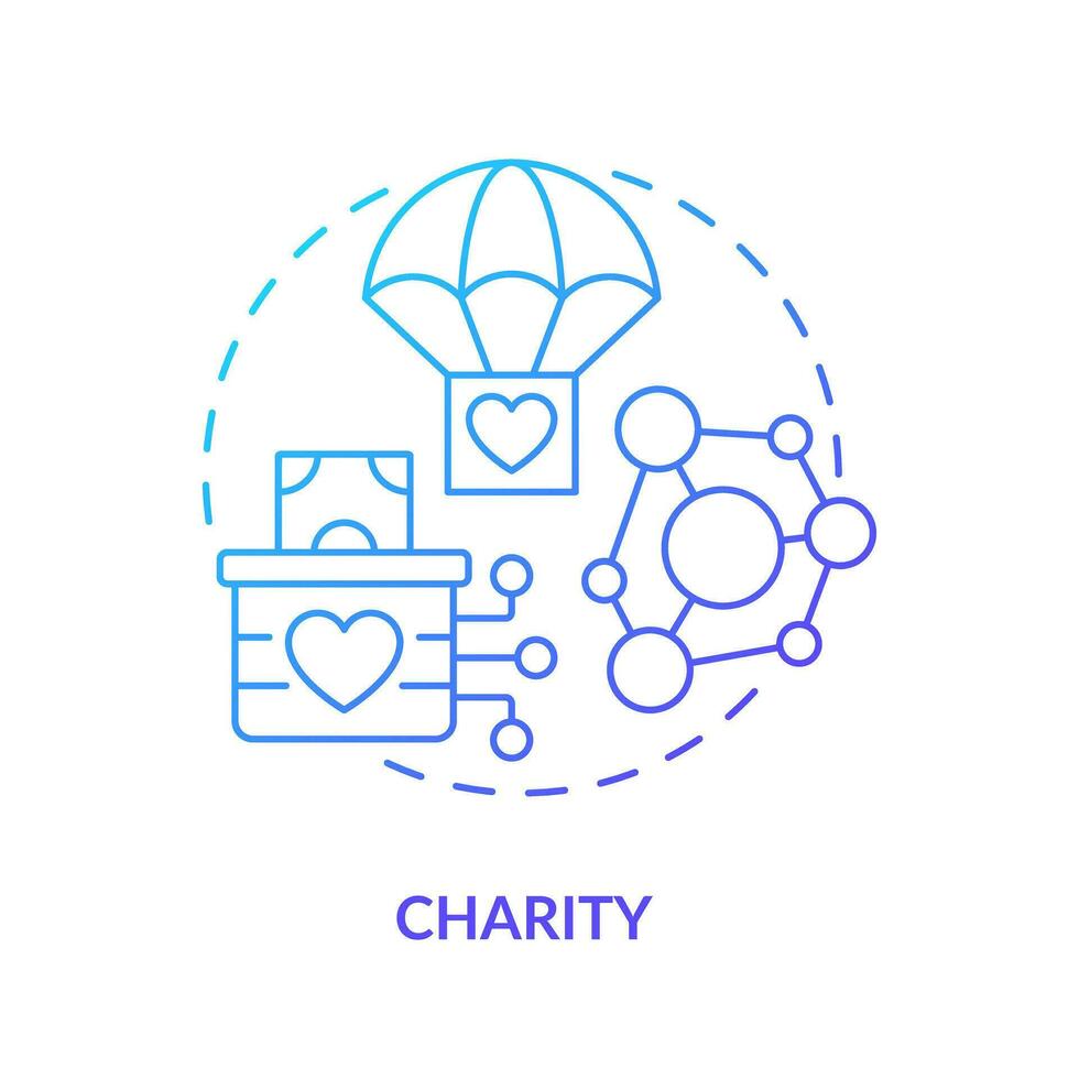 Charity blue gradient concept icon. Sending and receiving financial aid. DAO usage purpose abstract idea thin line illustration. Isolated outline drawing vector