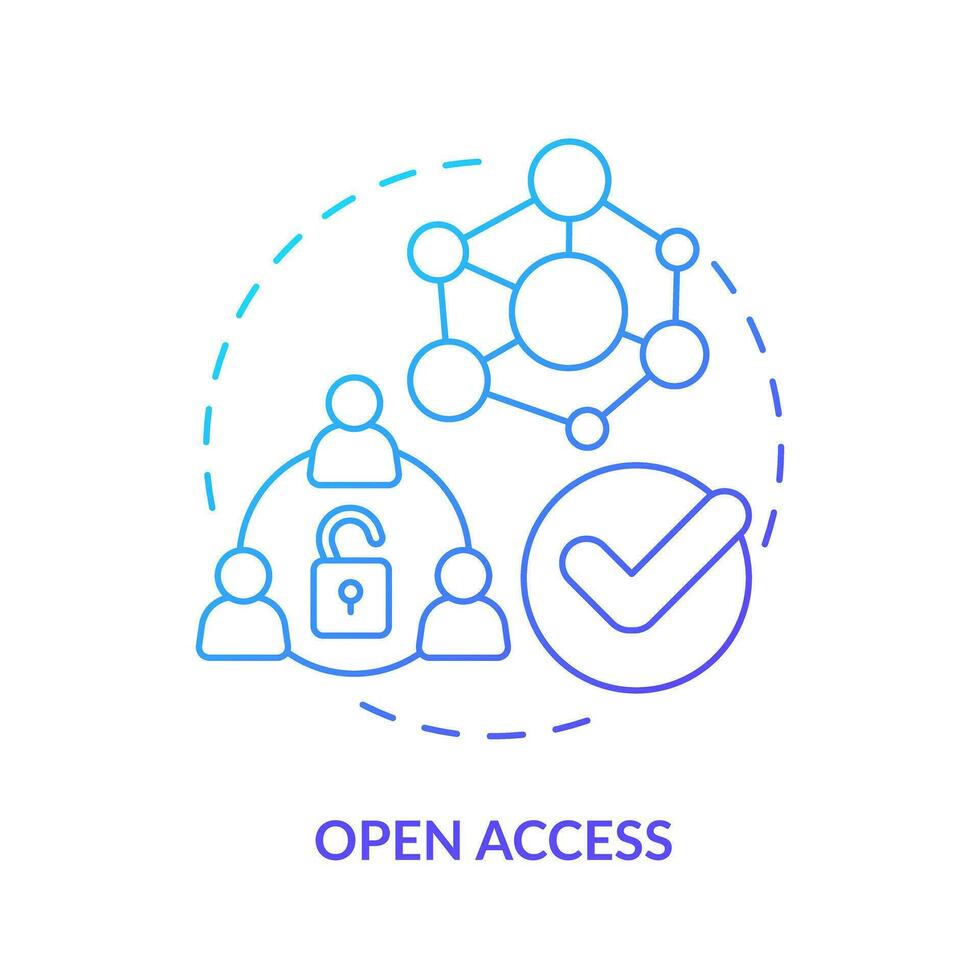 Open access blue gradient concept icon. Free membership in program. Join pool. DAO characteristic abstract idea thin line illustration. Isolated outline drawing vector