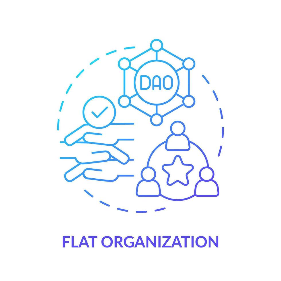Flat organization blue gradient concept icon. Management of network processes. DAO characteristic abstract idea thin line illustration. Isolated outline drawing vector