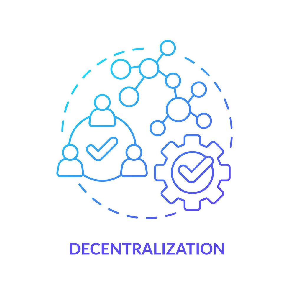 Decentralization blue gradient concept icon. Engage outsource specialists. DAO characteristic abstract idea thin line illustration. Isolated outline drawing vector