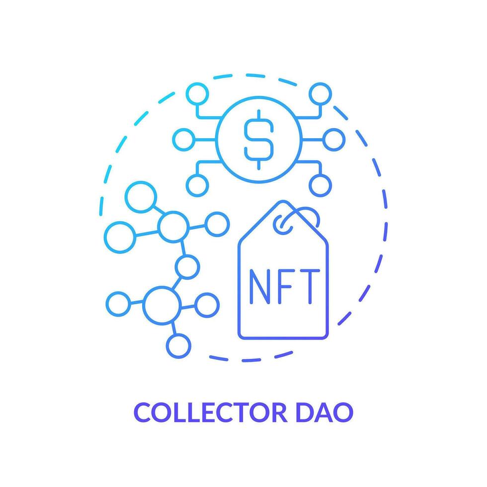 Collector DAO blue gradient concept icon. Gather artefacts. Decentralized autonomous organizations type abstract idea thin line illustration. Isolated outline drawing vector