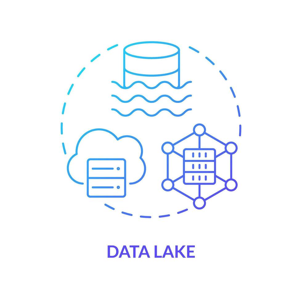 Data lake blue gradient concept icon. Digital storage. Raw format of information. Data repository abstract idea thin line illustration. Isolated outline drawing vector