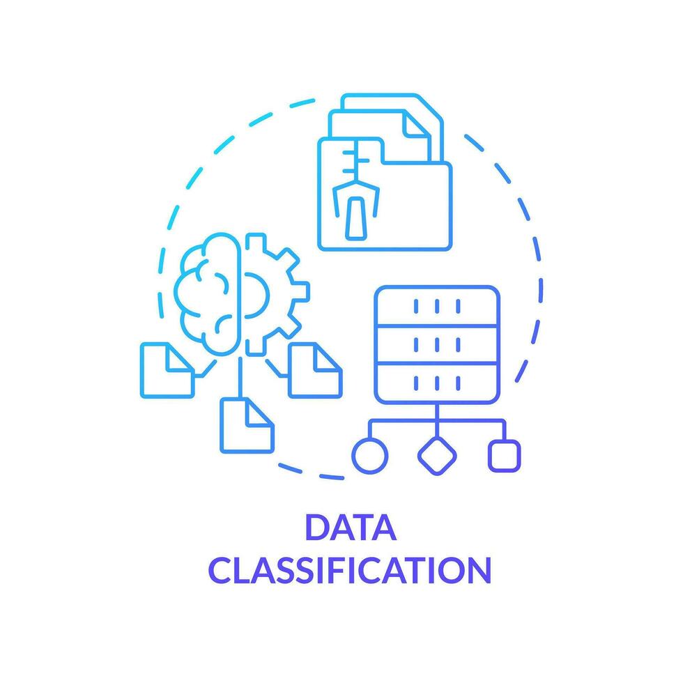 Data classification blue gradient concept icon. Information organization. Data lake architecture abstract idea thin line illustration. Isolated outline drawing vector