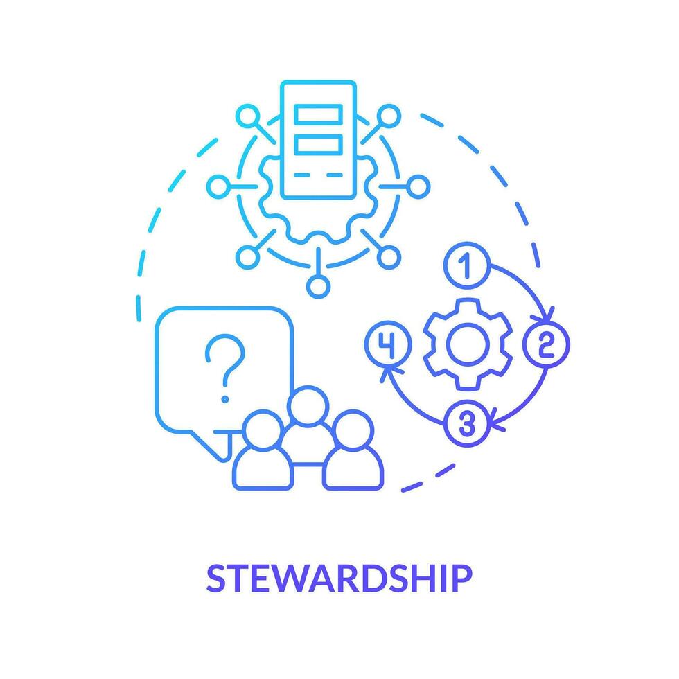 Stewardship blue gradient concept icon. Operations management. Digital storage. Data lake architecture abstract idea thin line illustration. Isolated outline drawing vector