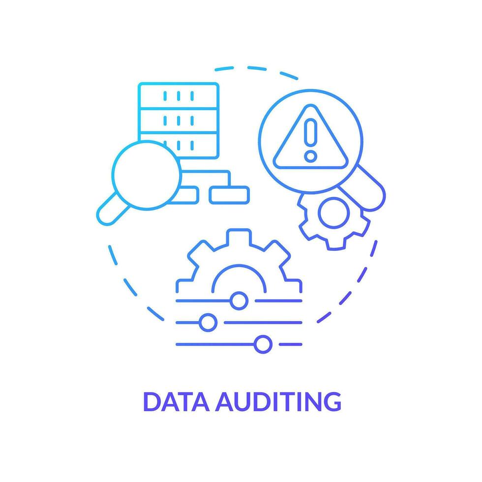 Data auditing blue gradient concept icon. Tracking changes. Digital storage. Data lake key concept abstract idea thin line illustration. Isolated outline drawing vector