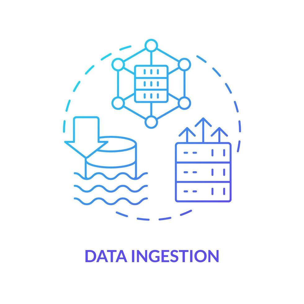 Data ingestion blue gradient concept icon. Information transportation. Data lake key concept abstract idea thin line illustration. Isolated outline drawing vector