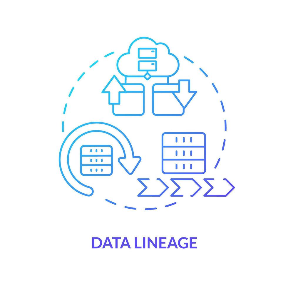 Data lineage blue gradient concept icon. Information flow record. Digital storage. Data lake key concept abstract idea thin line illustration. Isolated outline drawing vector