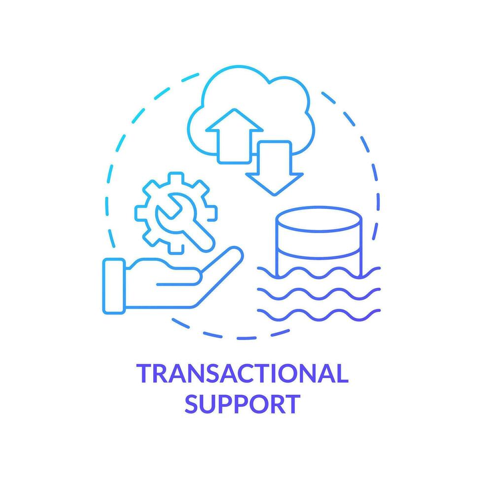 Transactional support blue gradient concept icon. ACID transactions. Digital storage. Data lakehouse abstract idea thin line illustration. Isolated outline drawing vector