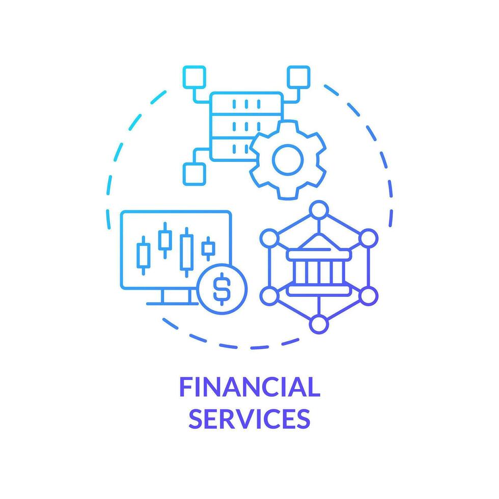 Financial services blue gradient concept icon. Banking industry. Analytics. Data lake use case abstract idea thin line illustration. Isolated outline drawing vector