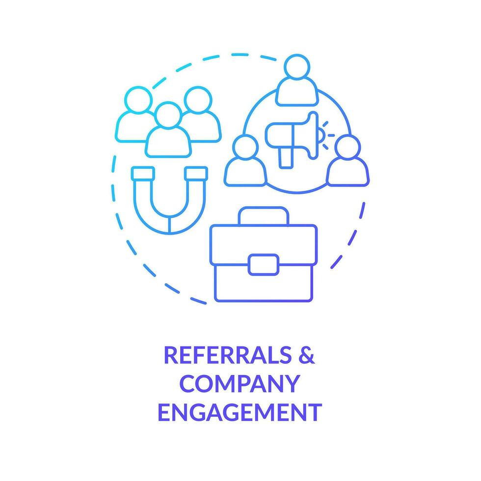 Referrals and company engagement blue gradient concept icon. Diversifying pipeline of candidate abstract idea thin line illustration. Isolated outline drawing vector