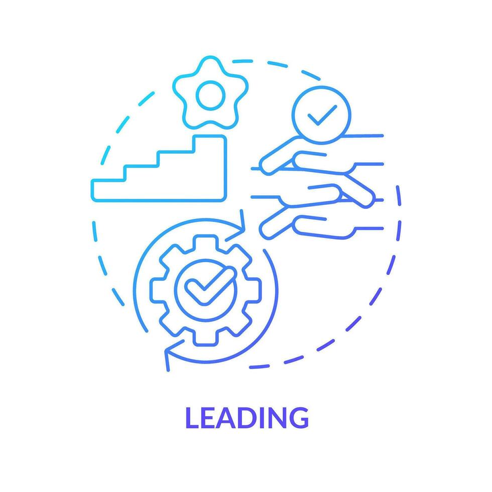 Leading blue gradient concept icon. Sustainable approach in workplace. DEI program maturity stage abstract idea thin line illustration. Isolated outline drawing vector