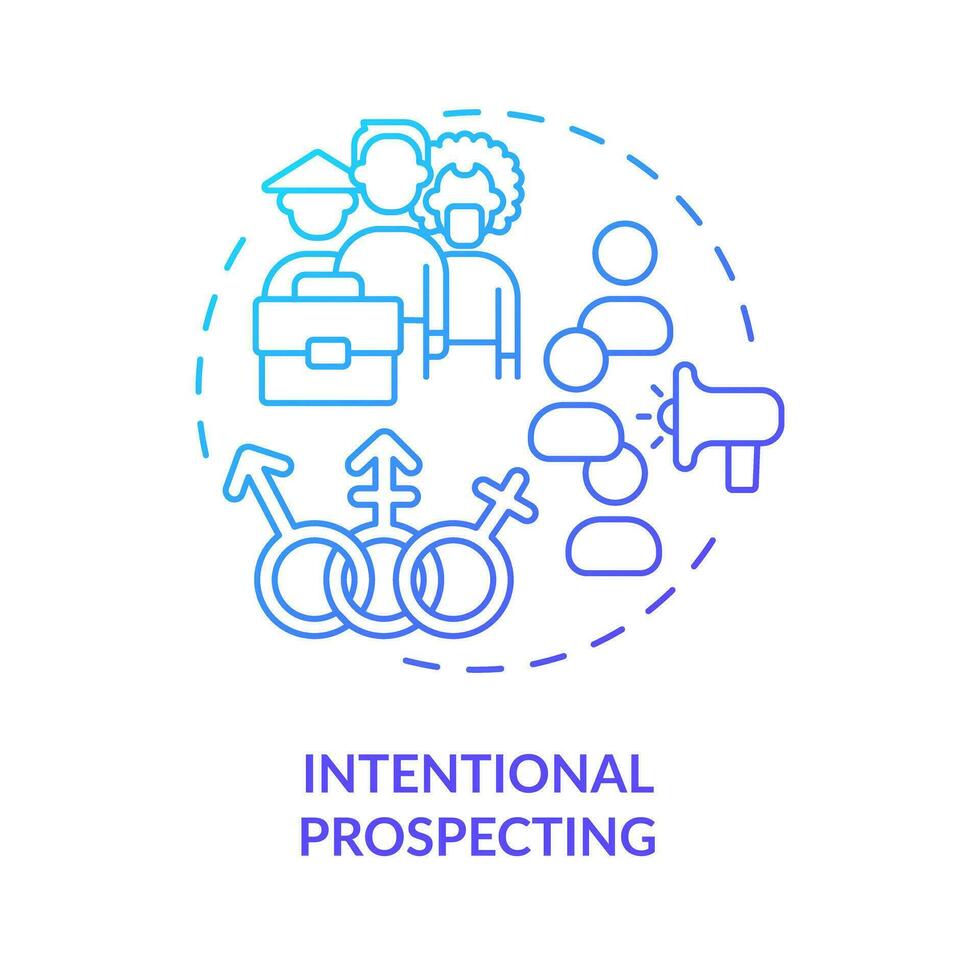 Intentional prospecting blue gradient concept icon. Job offer. Diversifying pipeline of candidate abstract idea thin line illustration. Isolated outline drawing vector