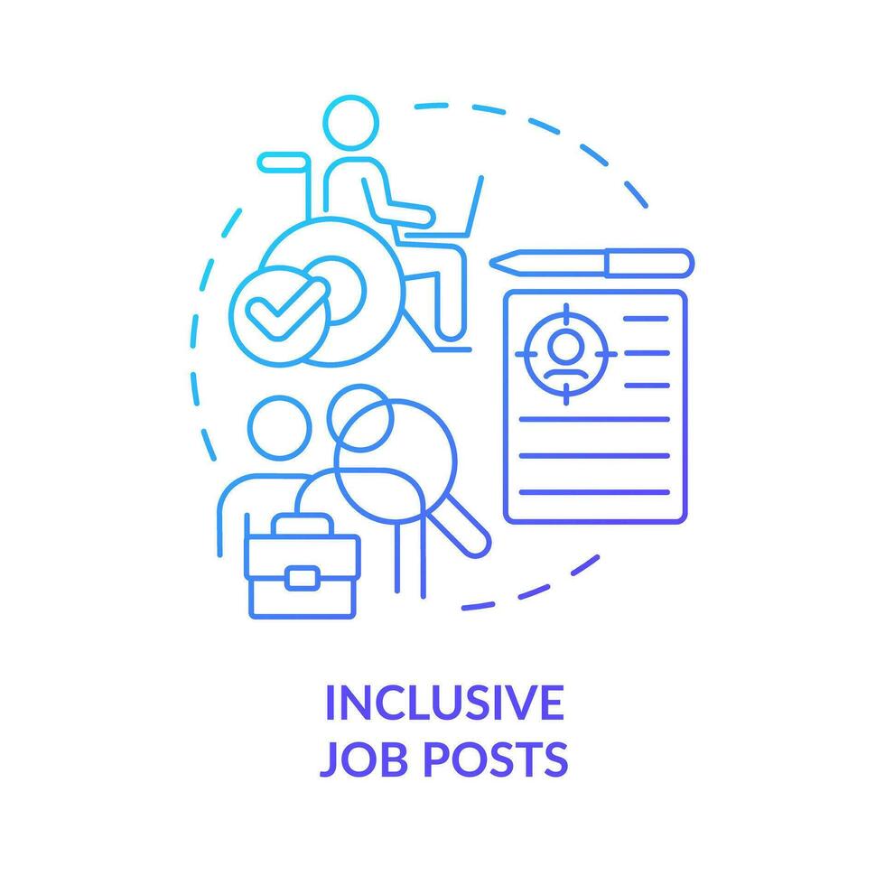 Inclusive job posts blue gradient concept icon. Offer promotion. Diversifying pipeline of candidate abstract idea thin line illustration. Isolated outline drawing vector