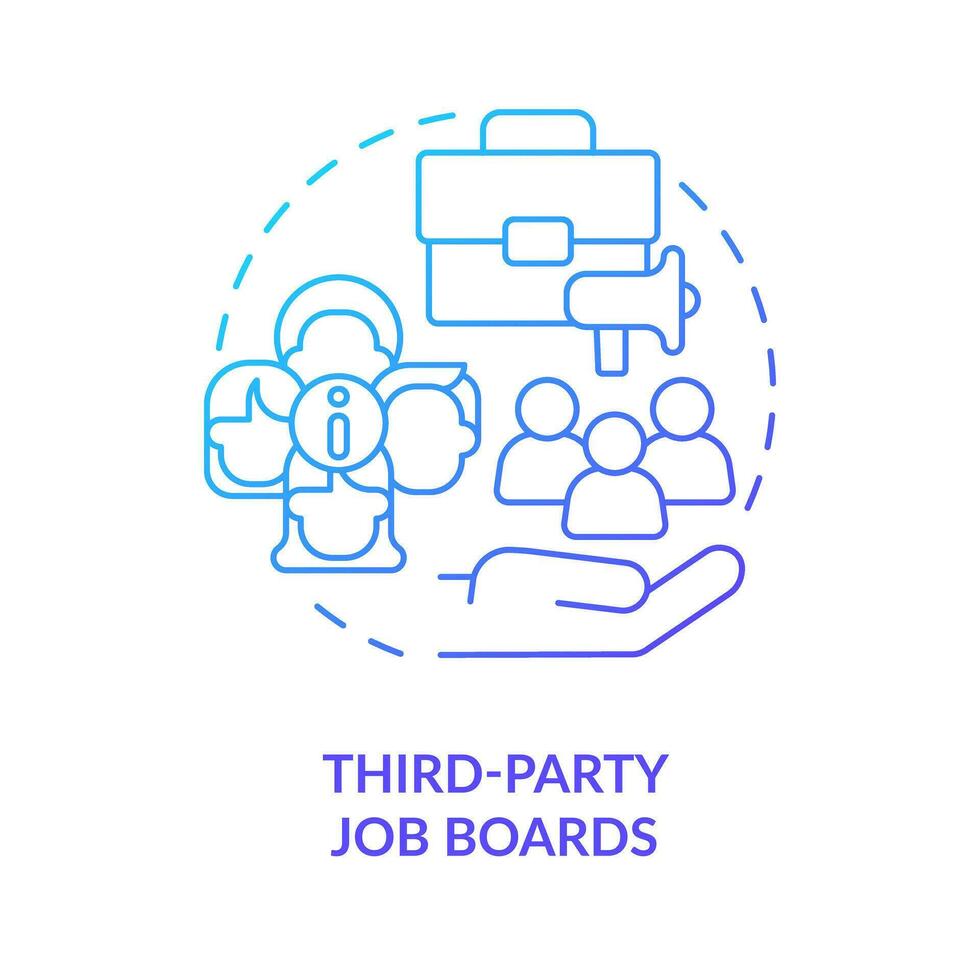 Third party job boards blue gradient concept icon. Announcement. Diversifying pipeline of candidate abstract idea thin line illustration. Isolated outline drawing vector