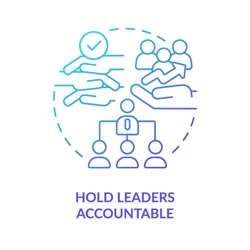 Hold leaders accountable blue gradient concept icon. Making DEI efforts effective practice abstract idea thin line illustration. Isolated outline drawing vector