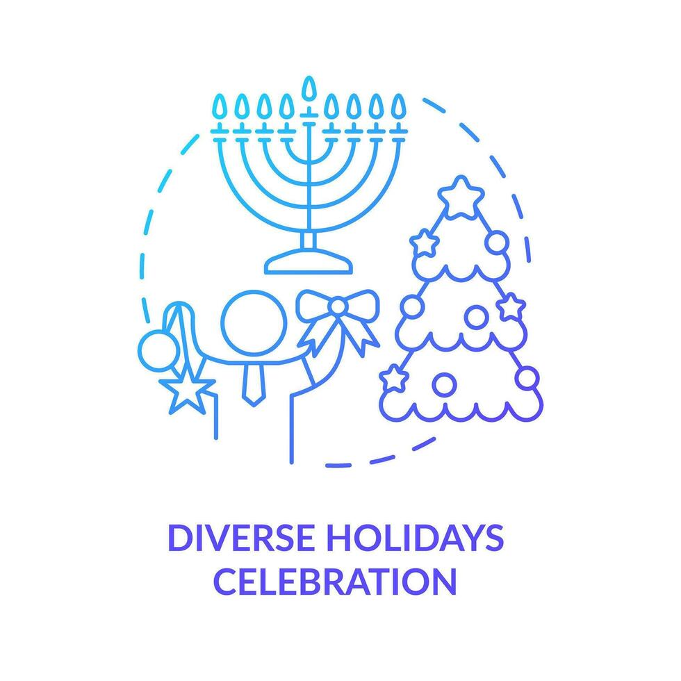 Diverse holidays celebration blue gradient concept icon. Support culture. DEI initiative for workplace abstract idea thin line illustration. Isolated outline drawing vector