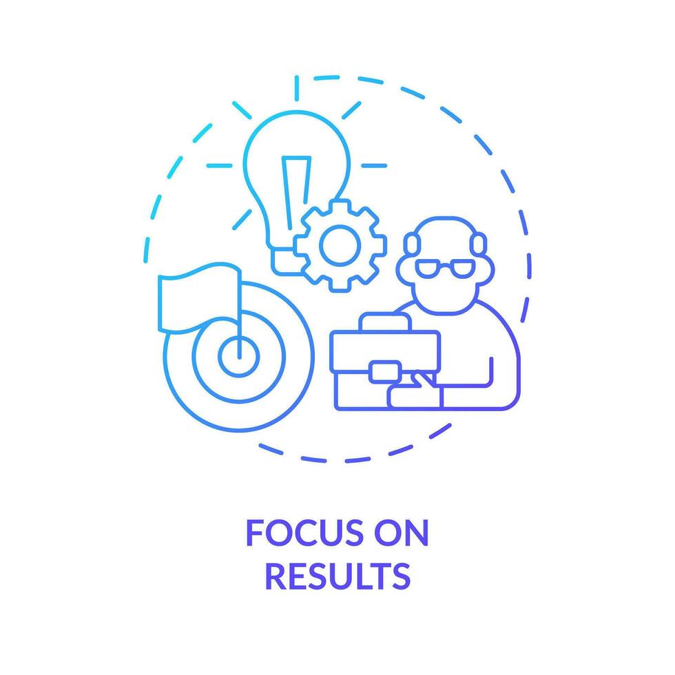Focus on results blue gradient concept icon. Tip for younger managers with older employees abstract idea thin line illustration. Isolated outline drawing vector