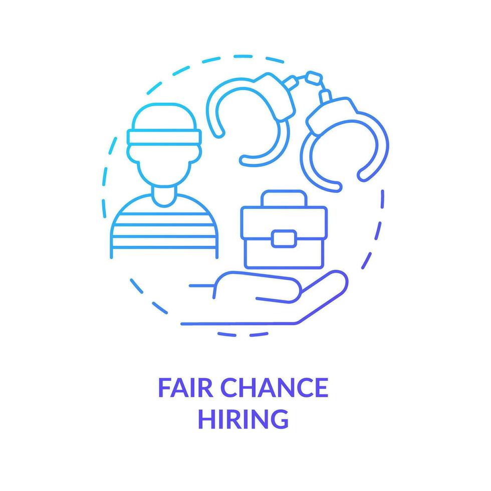 Fair chance hiring blue gradient concept icon. Work for ex prisoners. DEI initiative for workplace abstract idea thin line illustration. Isolated outline drawing vector