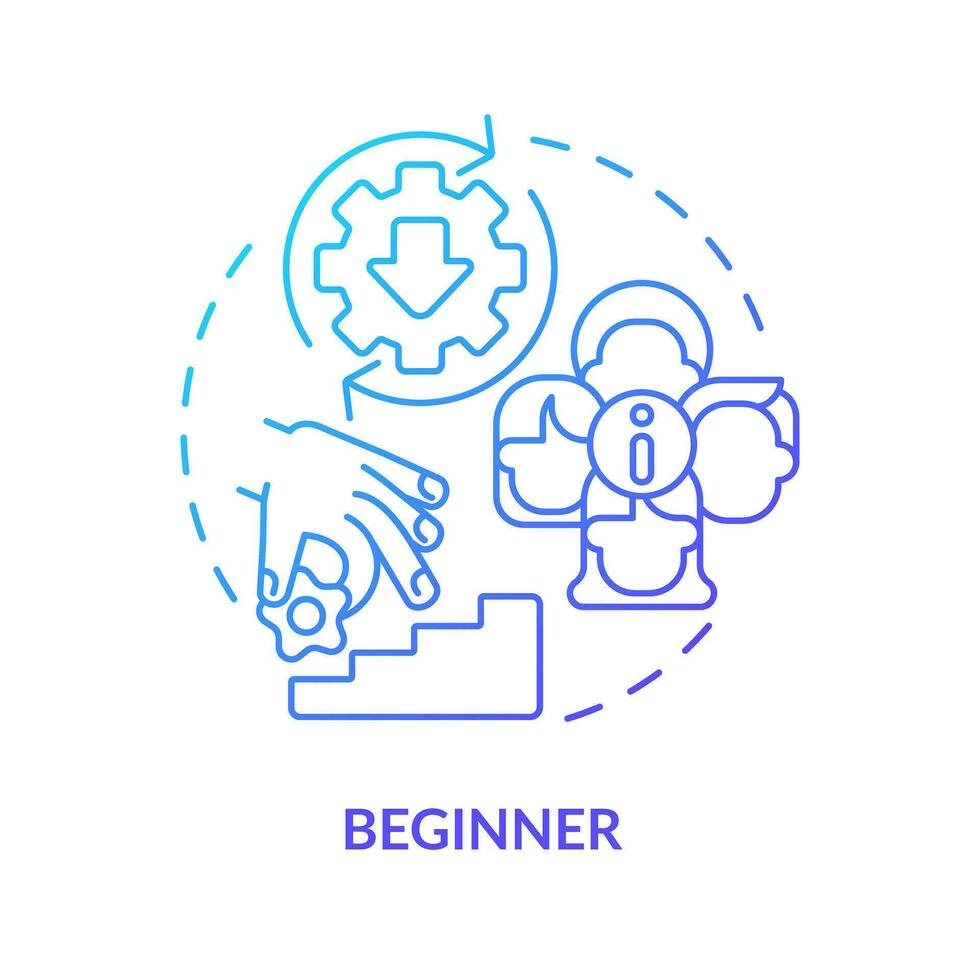 Beginner blue gradient concept icon. Start way to equity in workplace. DEI program maturity stage abstract idea thin line illustration. Isolated outline drawing vector