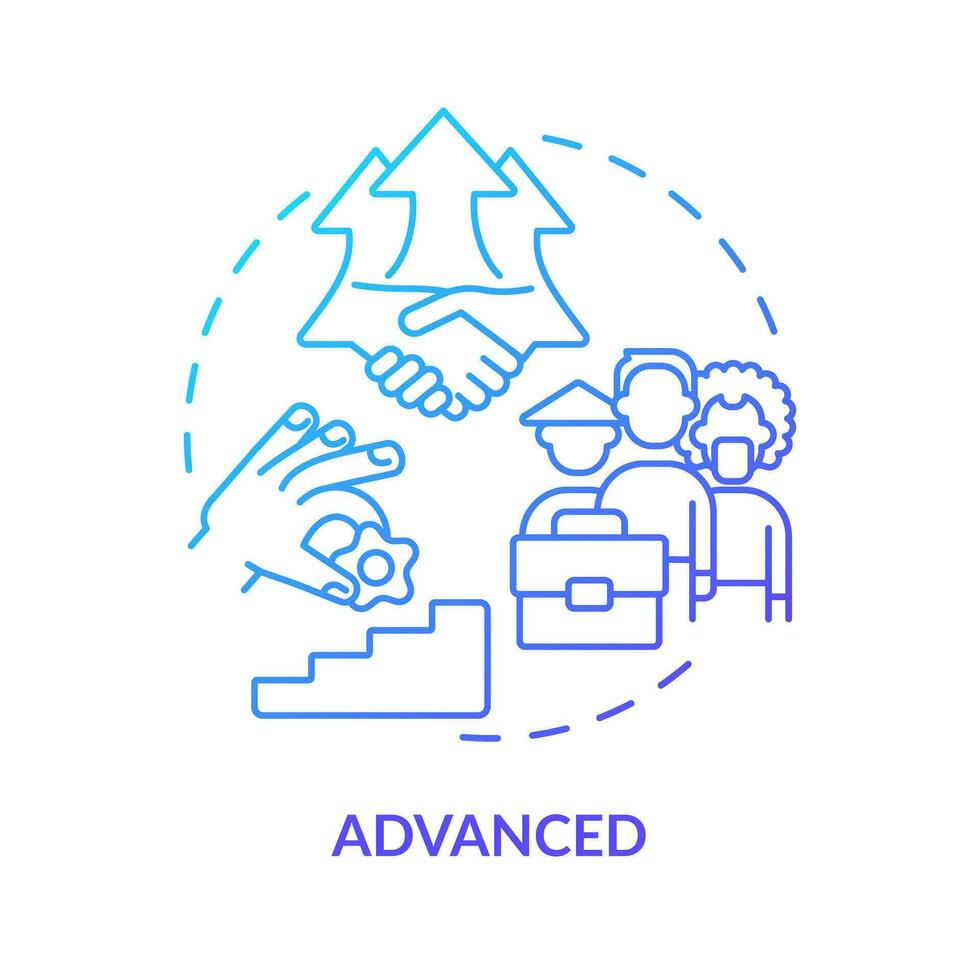 Advanced blue gradient concept icon. Development of inclusivity level. DEI program maturity stage abstract idea thin line illustration. Isolated outline drawing vector