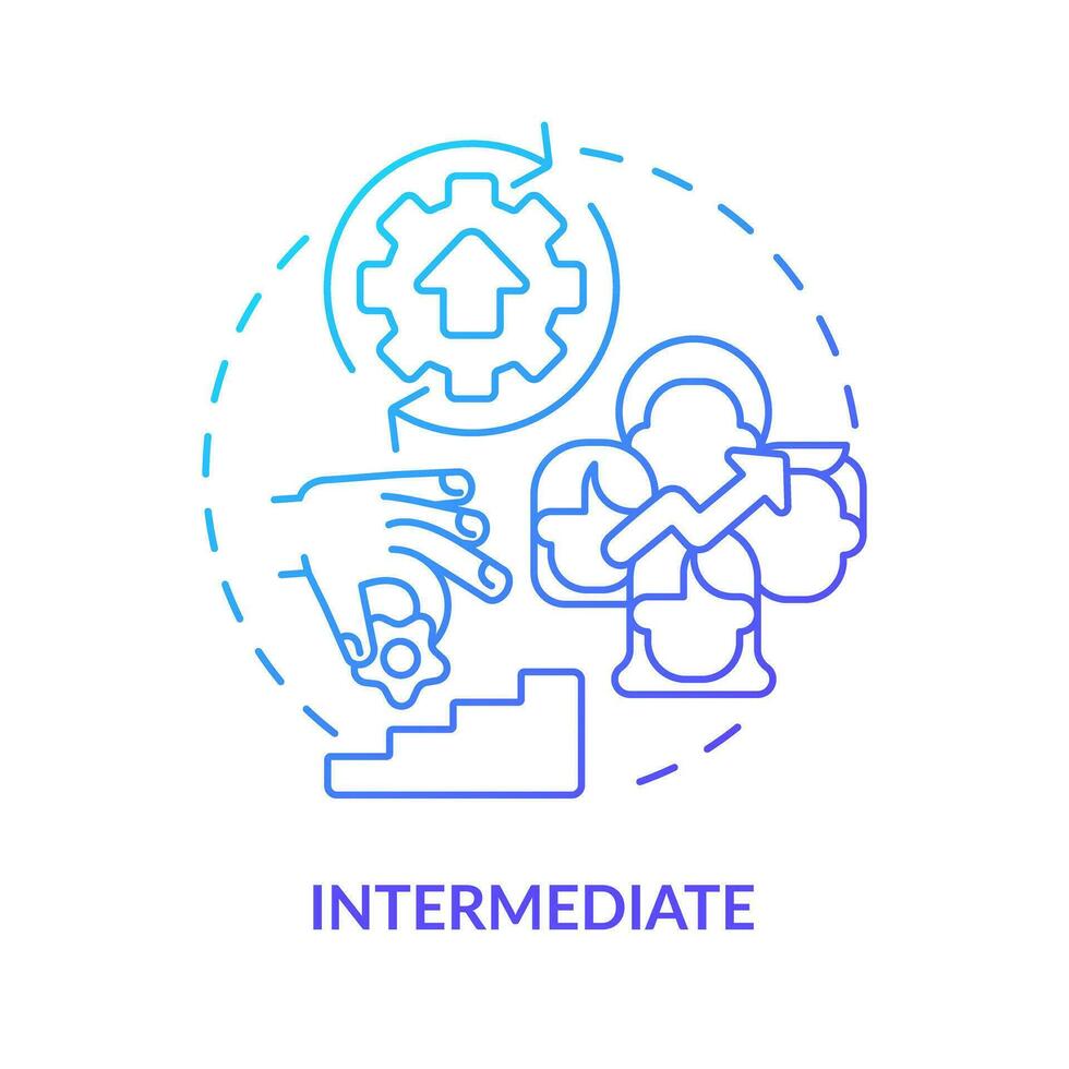 Intermediate blue gradient concept icon. Improvement diversity. DEI program maturity stage abstract idea thin line illustration. Isolated outline drawing vector