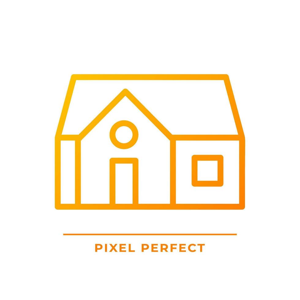 Single story house pixel perfect gradient linear vector icon. Compact home for one family. Detached building. Thin line color symbol. Modern style pictogram. Vector isolated outline drawing