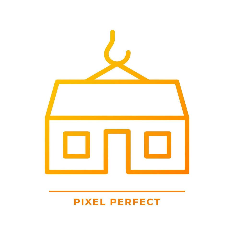 Modular home pixel perfect gradient linear vector icon. Prefabricated house. Movable compact building. Real estate. Thin line color symbol. Modern style pictogram. Vector isolated outline drawing