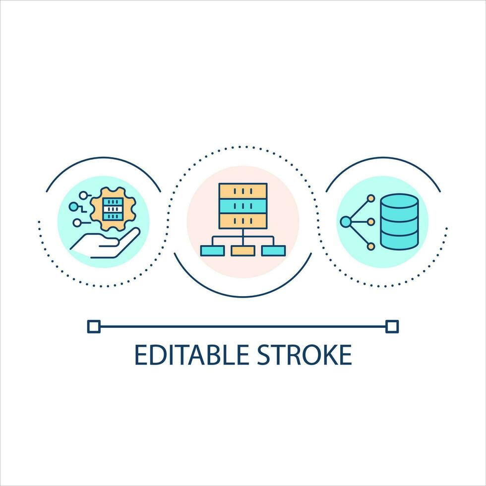 Digital data secure storage loop concept icon. Repository of virtual information. Servers abstract idea thin line illustration. Isolated outline drawing. Editable stroke vector