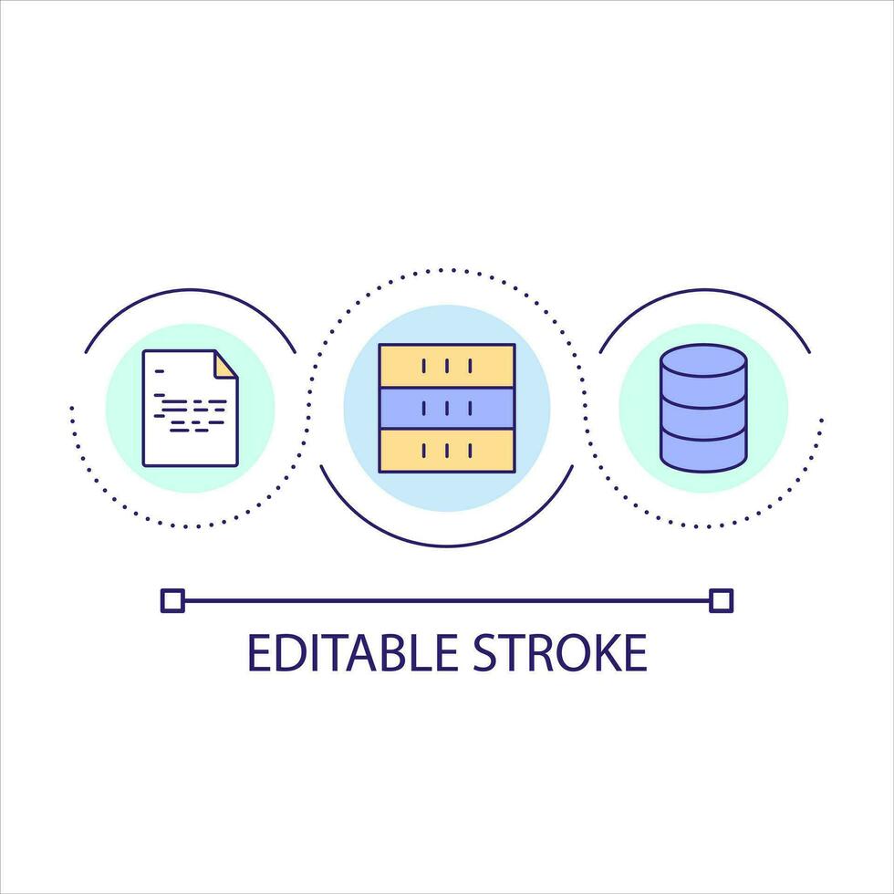 Dataset containing information about code changing loop concept icon. Data storage facility abstract idea thin line illustration. Isolated outline drawing. Editable stroke vector