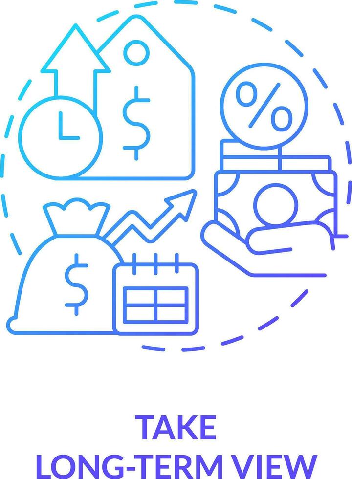 Take long term view blue gradient concept icon. Financial planning program. Rule of investing abstract idea thin line illustration. Isolated outline drawing vector