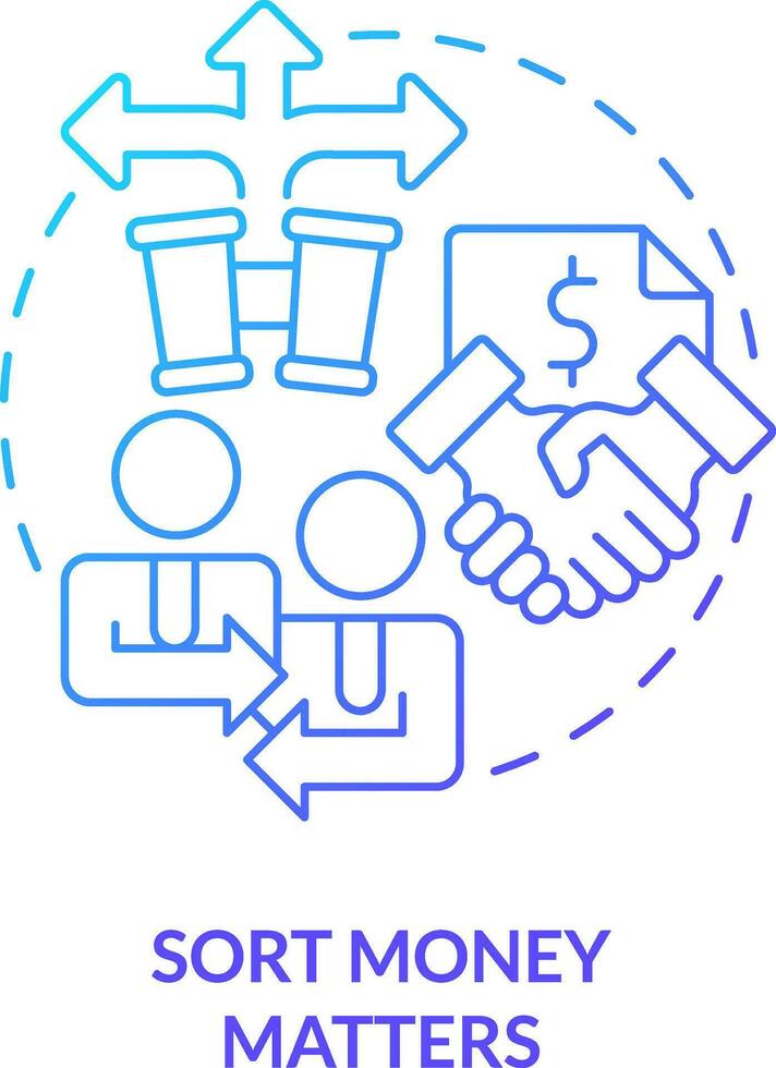 Sort money matters blue gradient concept icon. Order in financial operations. Investing preparation abstract idea thin line illustration. Isolated outline drawing vector