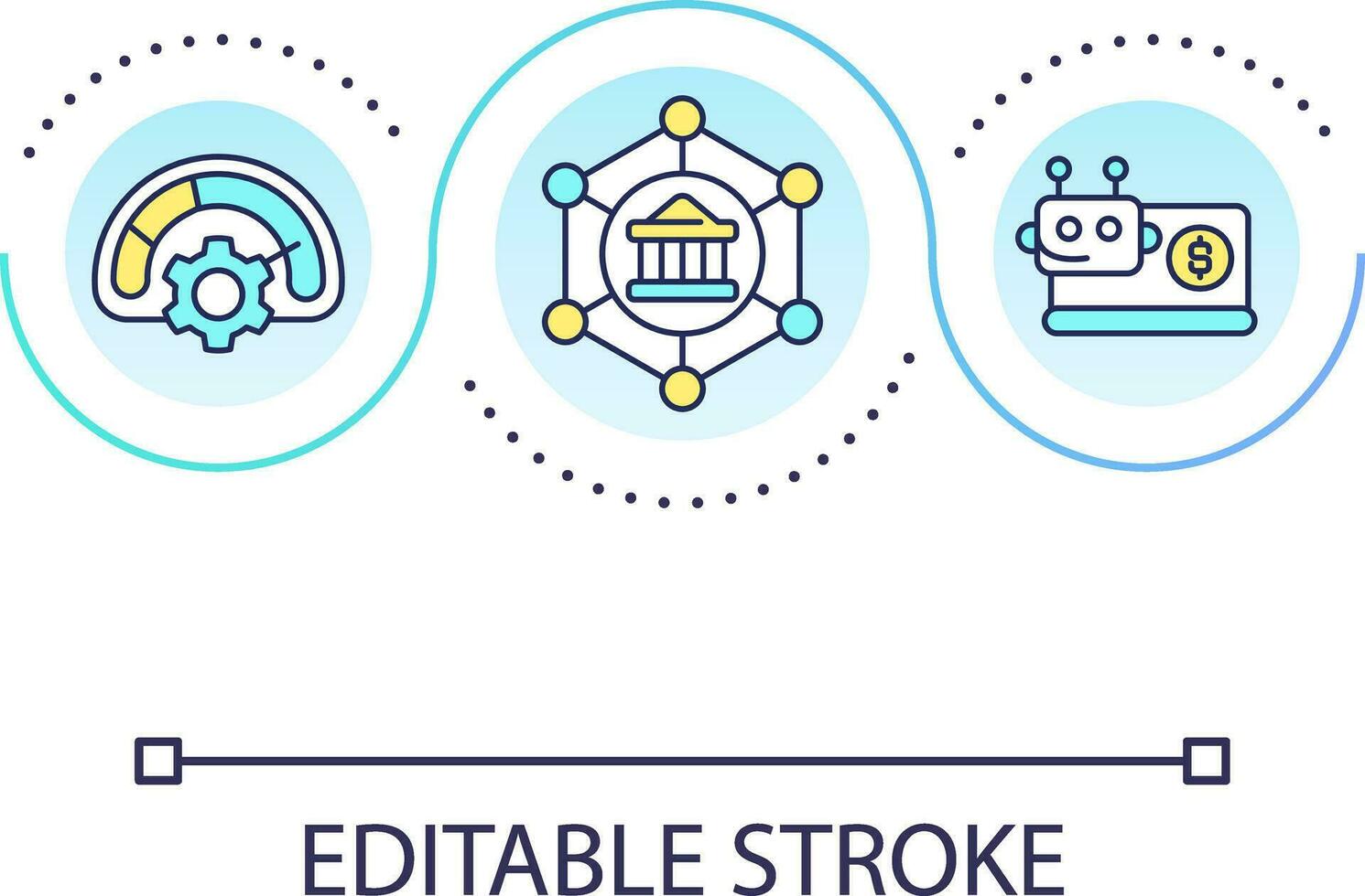 Automated banking system loop concept icon. Financial management. Computer program. Improve performance abstract idea thin line illustration. Isolated outline drawing. Editable stroke vector