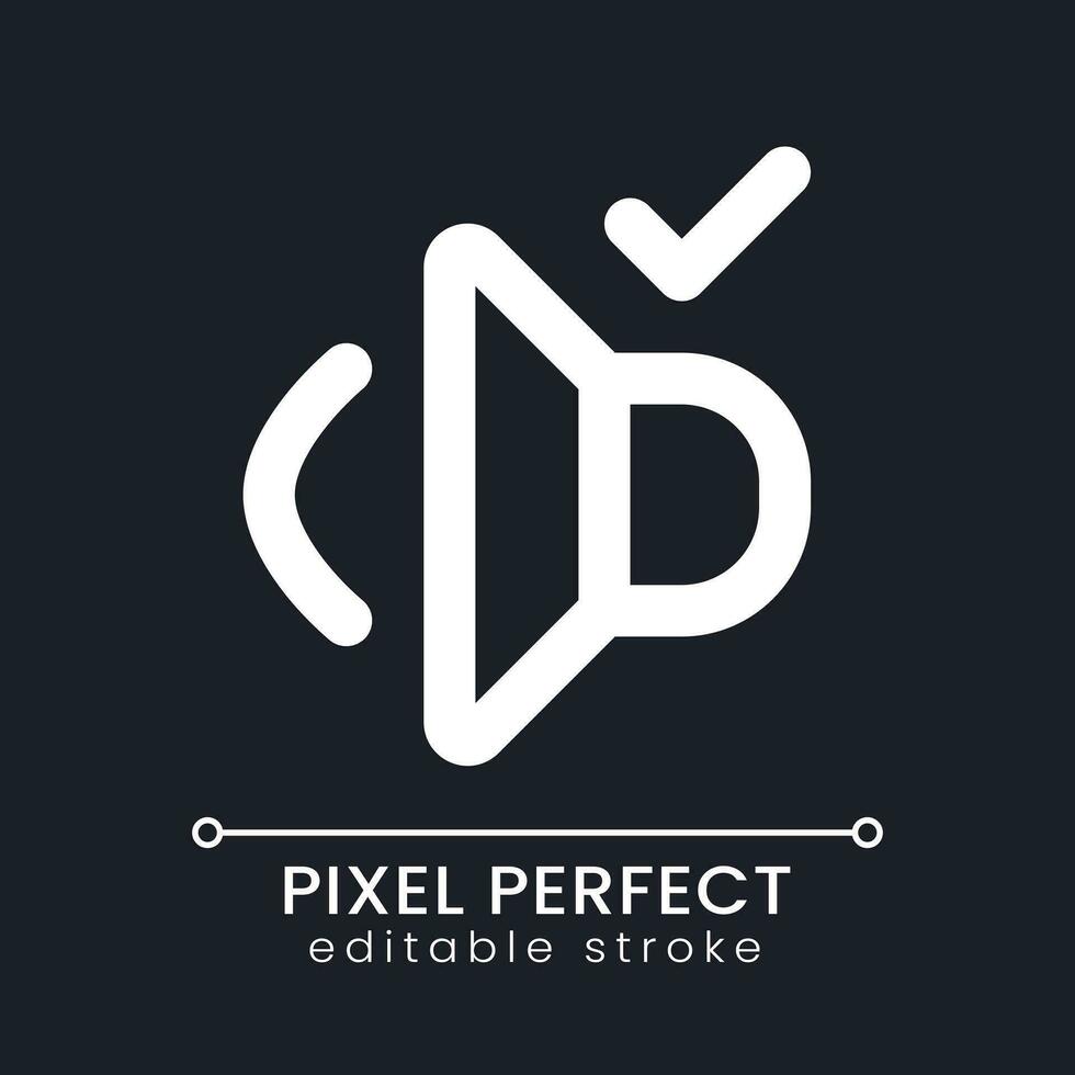 Volume on pixel perfect white linear ui icon for dark theme. Sound quality. Video editor setting. Vector line pictogram. Isolated user interface symbol for night mode. Editable stroke