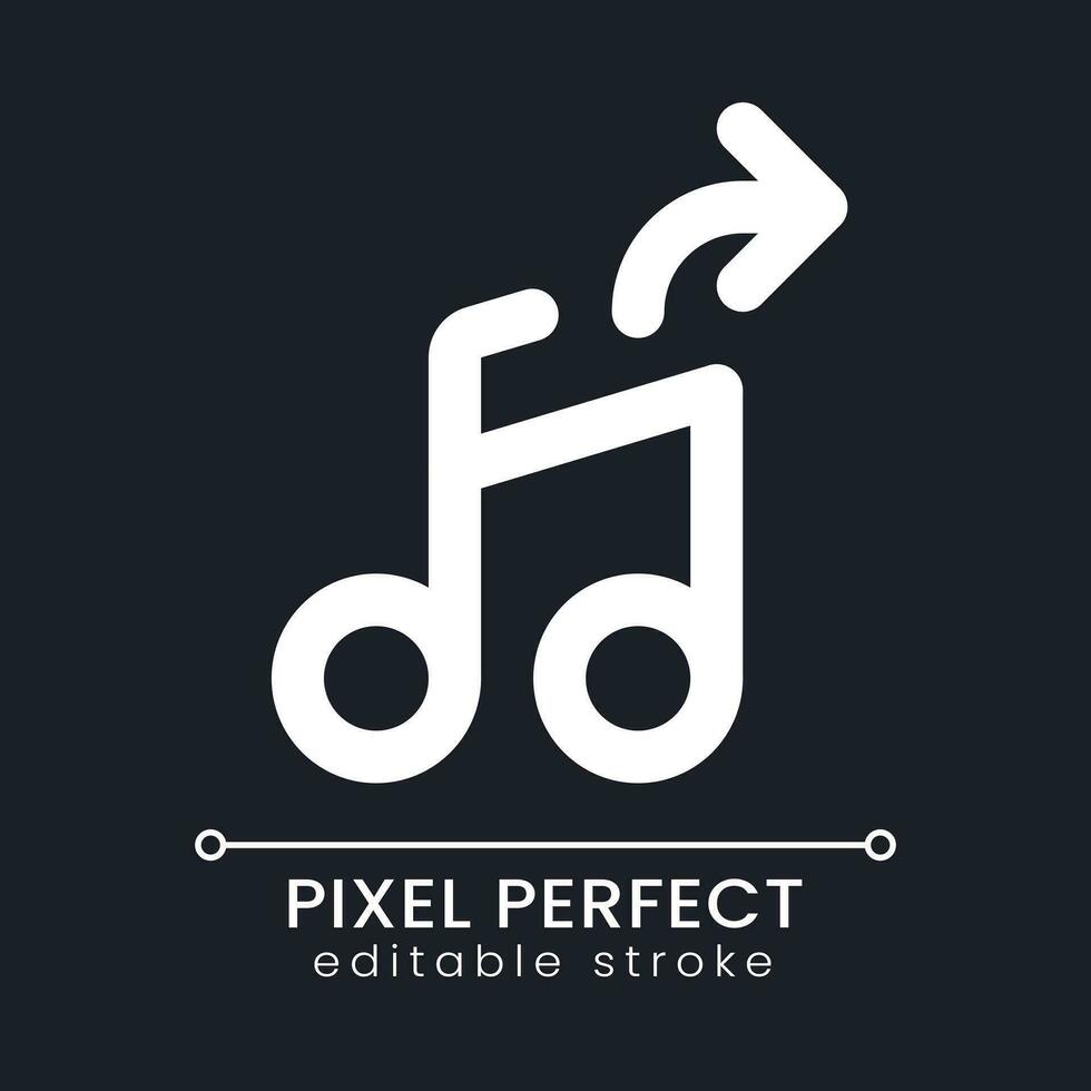 extraer audio píxel Perfecto blanco lineal ui icono para oscuro tema. edición software herramienta. aislando sonido. vector línea pictograma. aislado usuario interfaz símbolo para noche modo. editable carrera