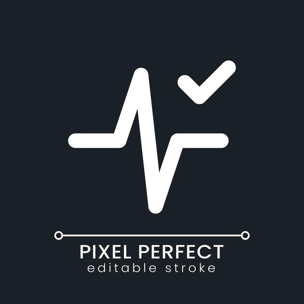 Heartbeat animation effect applying pixel perfect white linear ui icon for dark theme. Added editing feature. Vector line pictogram. Isolated user interface symbol for night mode. Editable stroke