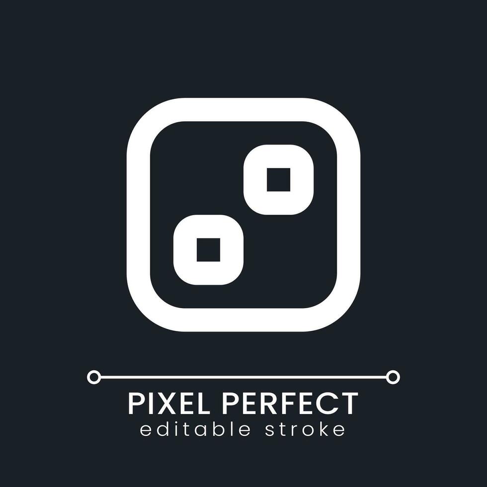 Pixelated transition effect white linear ui icon for dark theme. Filmmaking technology. Video software. Vector line pictogram. Isolated user interface symbol for night mode. Editable stroke