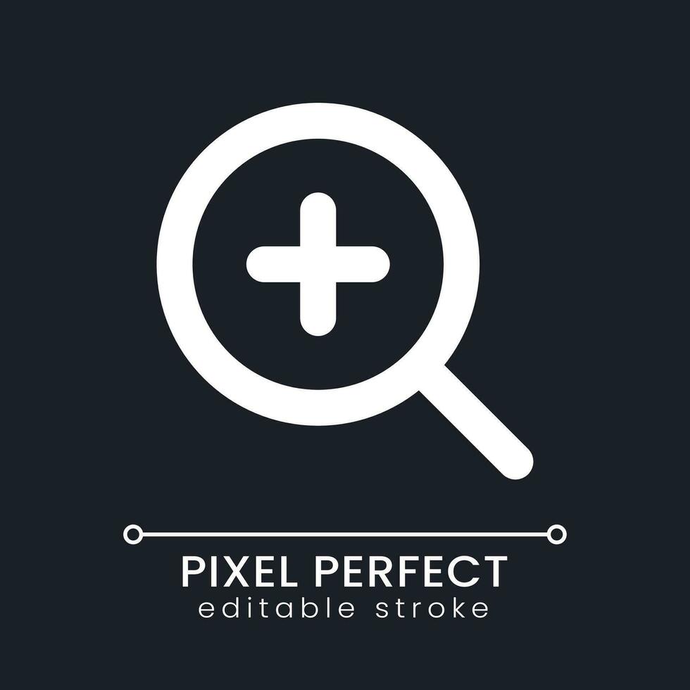 Zoom in transition pixel perfect white linear ui icon for dark theme. Clip editing. Video software tool. Vector line pictogram. Isolated user interface symbol for night mode. Editable stroke