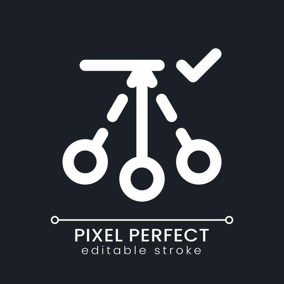 Pendulum movement applying pixel perfect white linear ui icon for dark theme. Added swinging motion. Vector line pictogram. Isolated user interface symbol for night mode. Editable stroke