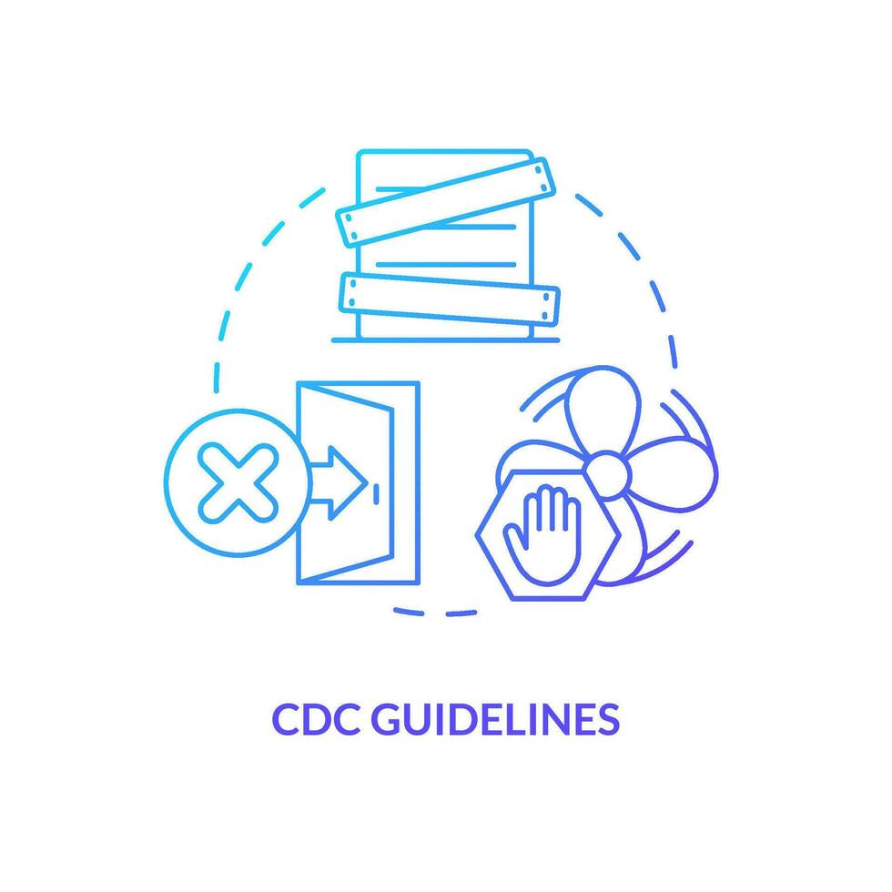 CDC guidelines blue gradient concept icon. Follow recommendations. Survive during nuclear attack abstract idea thin line illustration. Isolated outline drawing vector