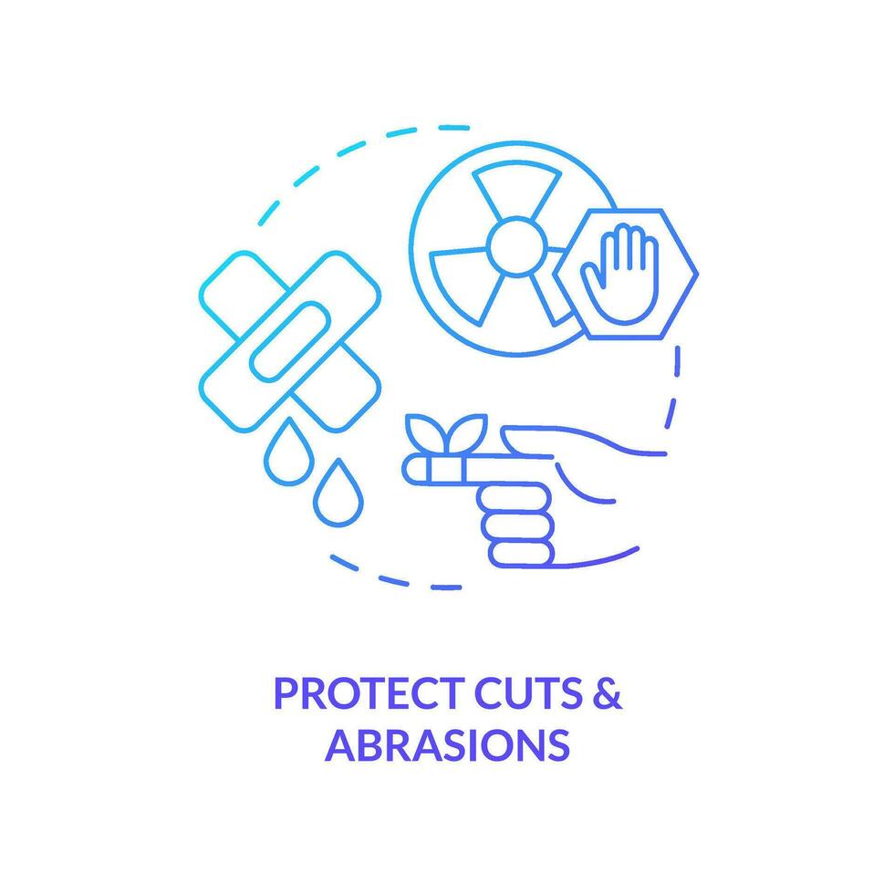 Protect cuts and abrasions blue gradient concept icon. Decontaminate after radiation emergency abstract idea thin line illustration. Isolated outline drawing vector